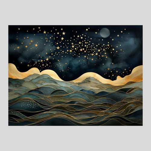 Nightscape over Gilded Tides - AB Diamond Painting
