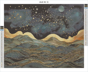 Nightscape over Gilded Tides 40x50 RD - AB Diamond Painting