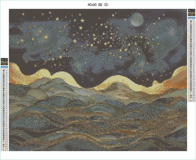 Nightscape over Gilded Tides 40x50 SQ - AB Diamond Painting