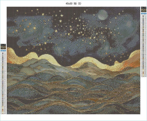 Nightscape over Gilded Tides 40x50 SQ - AB Diamond Painting