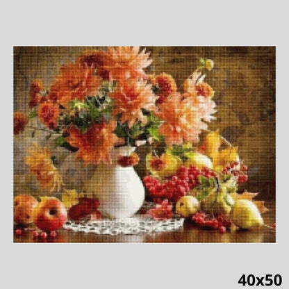 Orange Flowers and Fruit 40x50 - Diamond art world