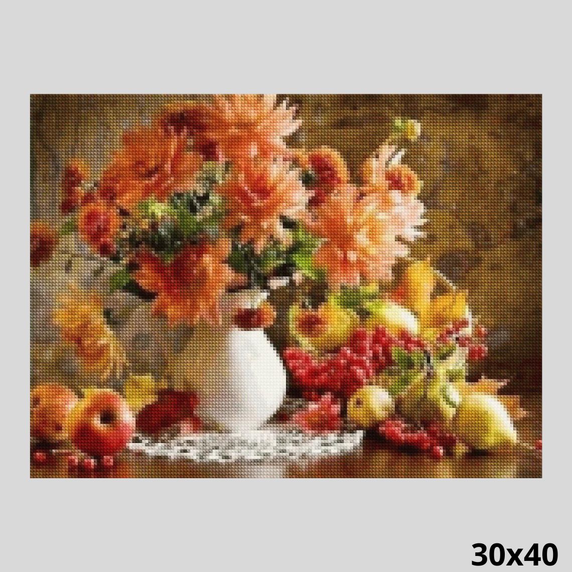Orange Flowers and Fruit 30x40 - Diamond art world