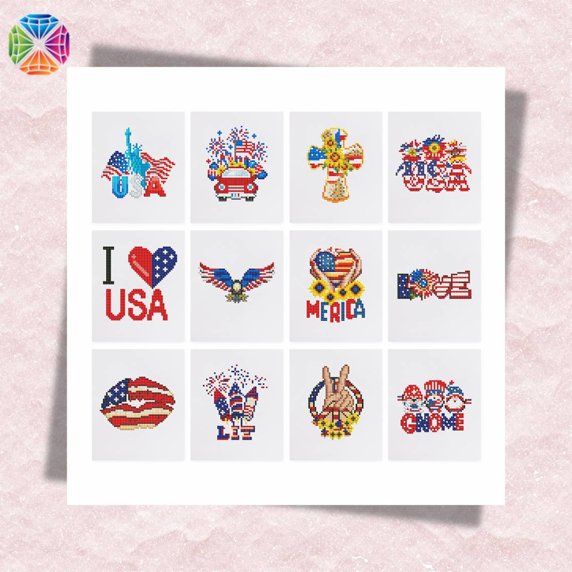 Patriotic - Mini Diamond Painting 12 pcs