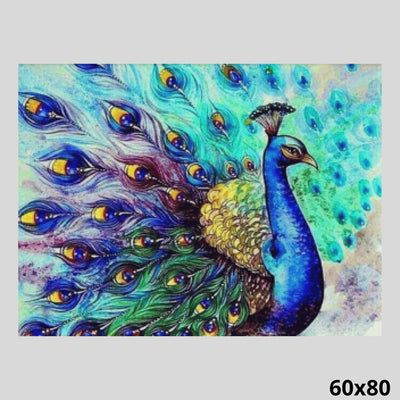 Peacock in Blue 60x80 - Diamond Painting