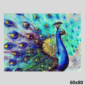 Peacock in Blue 60x80 - Diamond Painting