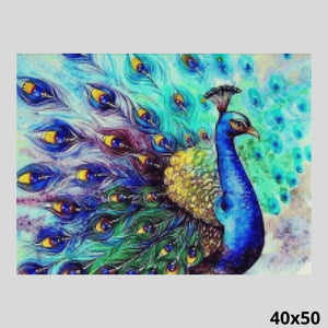 Peacock in Blue 40x50 - Diamond Painting