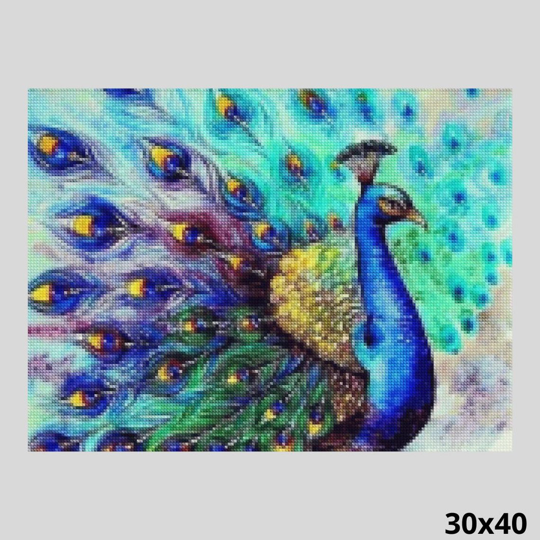 Peacock in Blue 30x40 - Diamond Painting