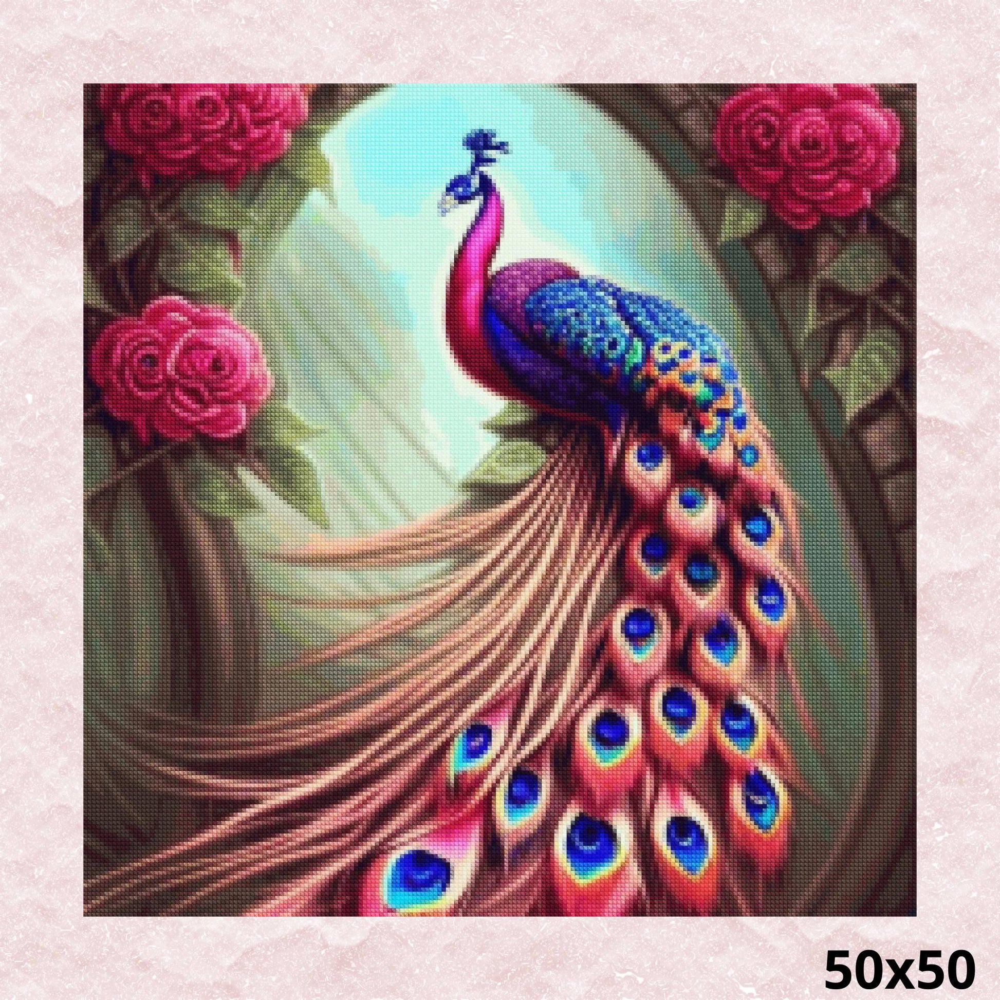 Peacock Rose Fantasy 50x50 - Diamond Painting