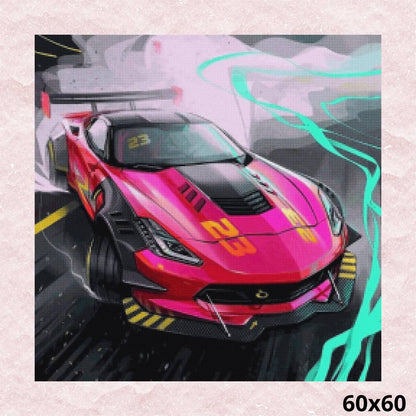 Pink Racing Car 60x60 - Diamond Painting