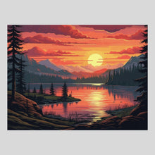 Load image into Gallery viewer, Pink Sunset at Lake - Diamond Painting
