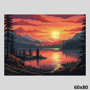 Pink Sunset at Lake 60x80 - Diamond Painting