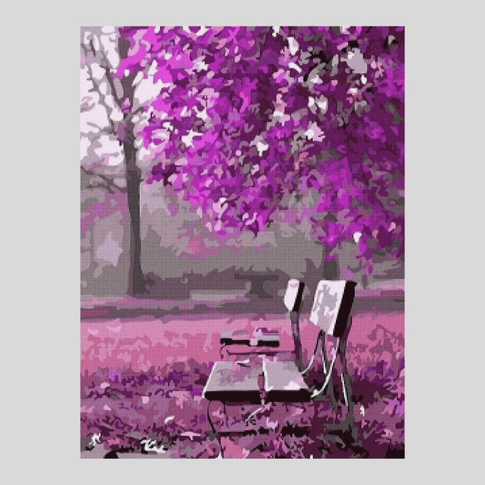Purple Autumn in Park - Diamond Painting