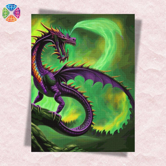 Purple Dragon in Green Mist - Diamond Painting