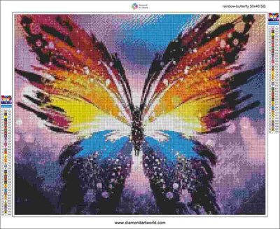 Rainbow Butterfly - Diamond Painting Layout