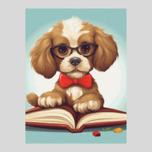 Load image into Gallery viewer, Dog Reading Book Diamond Art World
