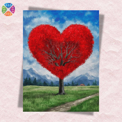 Red Heart Tree - Diamond Painting