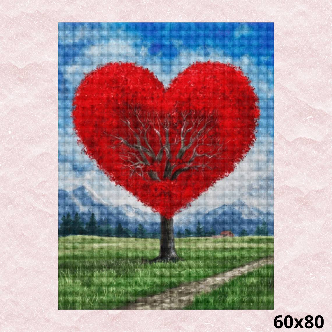 Red Heart Tree 60x80 - Diamond Painting