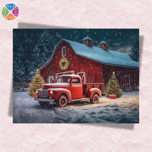 Red Truck in the Snow - Diamond Painting