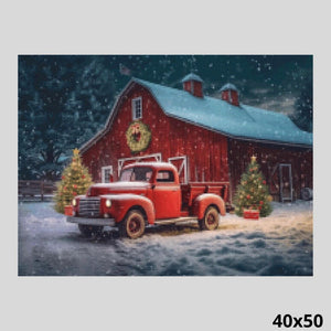 Red Truck in the Snow 40x50 Diamond Painting