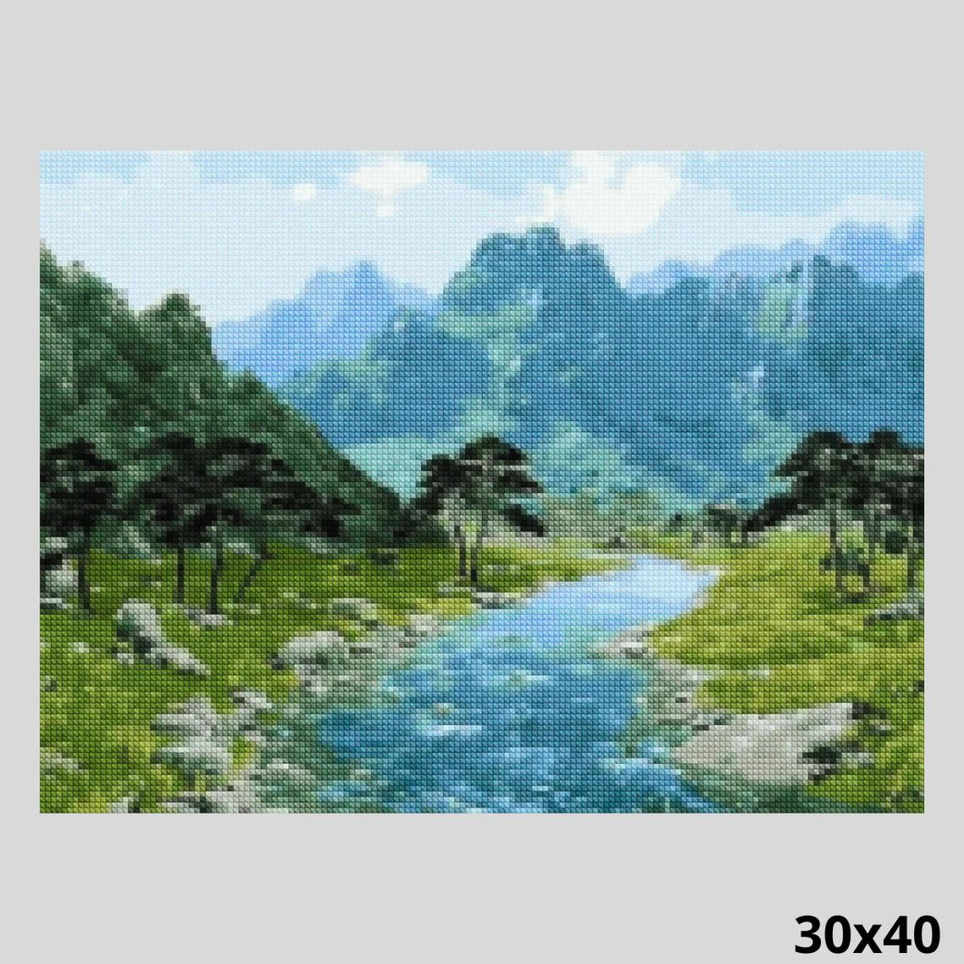 River in Mountains 30x40 - Diamond Painting