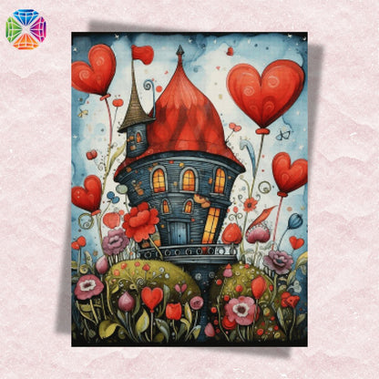 Romantic Hearts House - Diamond Painting