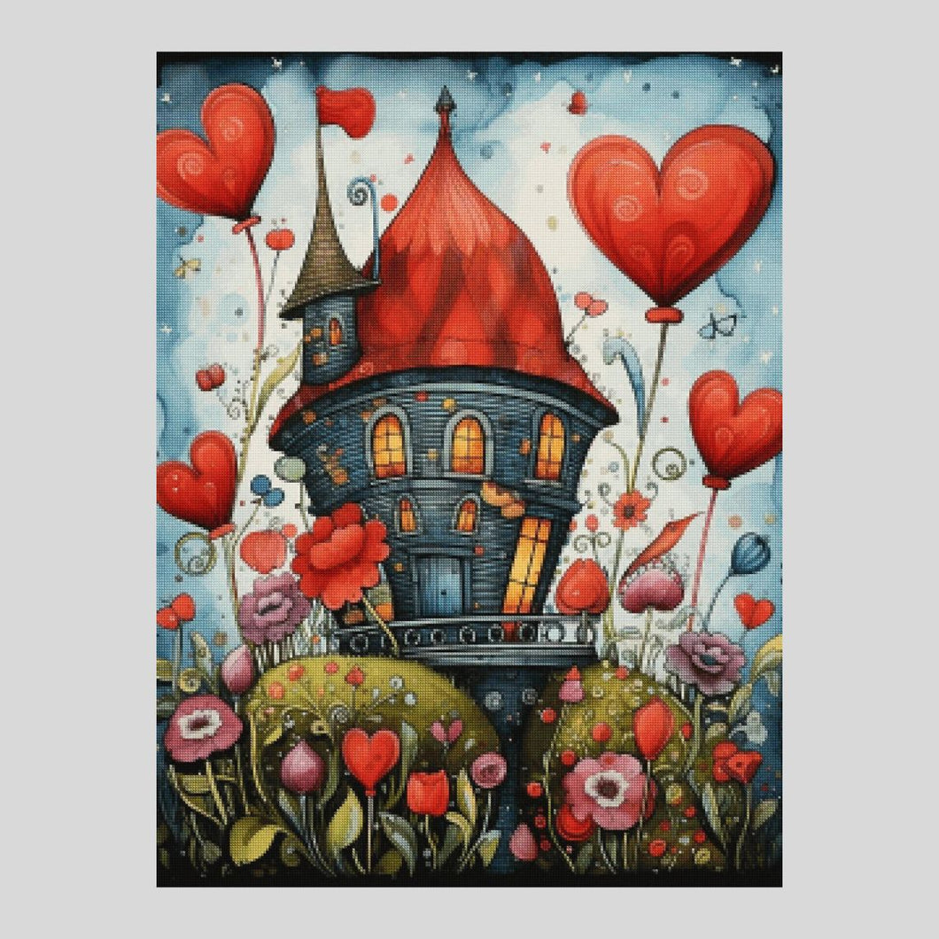 Romantic Hearts House - Diamond Painting