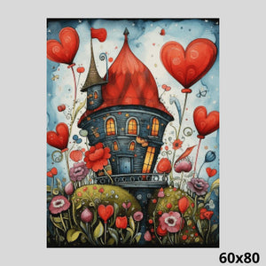 Romantic Hearts House 60x80 - Diamond Painting