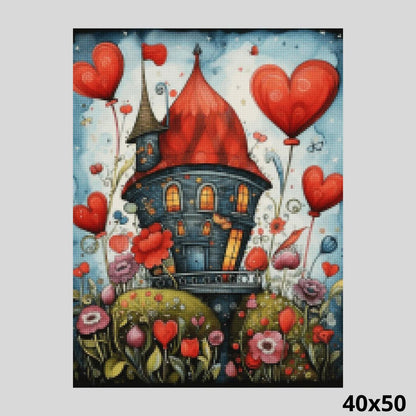 Romantic Hearts House 40x50 - Diamond Painting