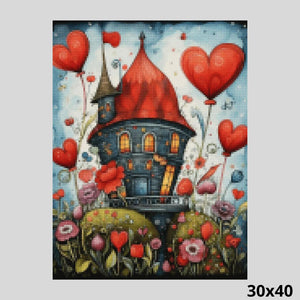 Romantic Hearts House 30x40 - Diamond Painting