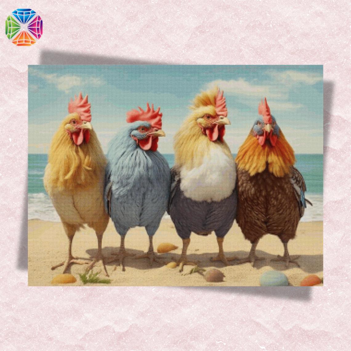 Roosters on Vacation - Diamond Painting