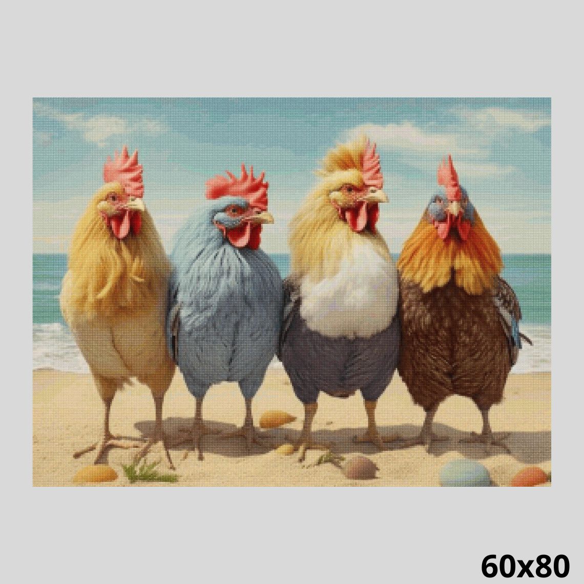 Roosters on Vacation 60x80 - Diamond Painting