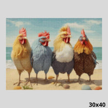 Load image into Gallery viewer, Roosters on Vacation 30x40 - Diamond Painting
