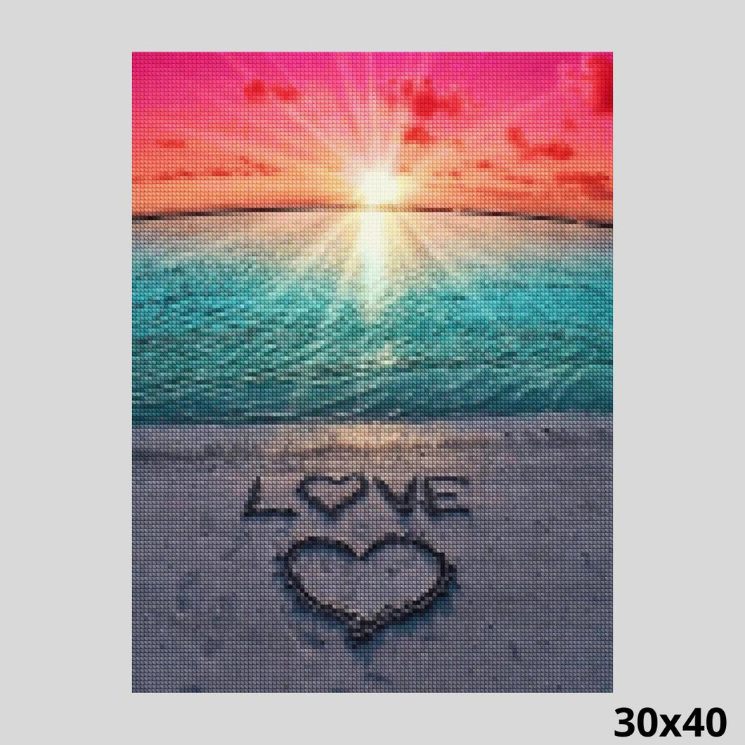 Sandy Heart on the Beach 30x40 - Diamond Art