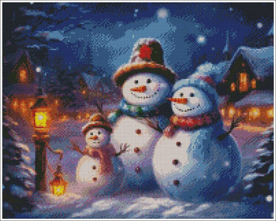 Christmas Snowman Family - Diamond Art
