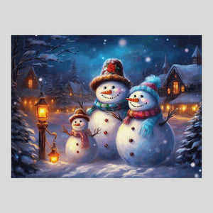 Christmas Snowman Family - Diamond Art