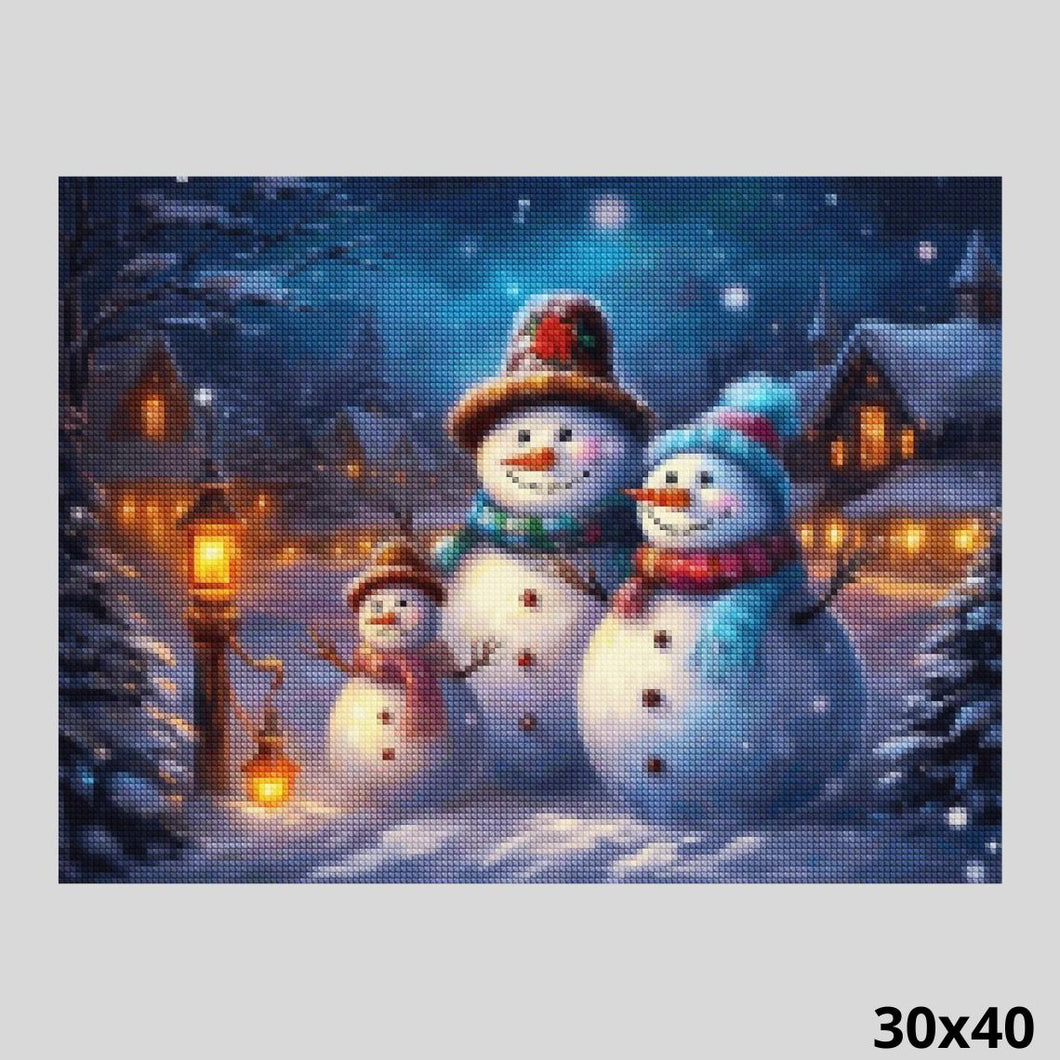 Christmas Snowman Family 30x40 - Diamond Art