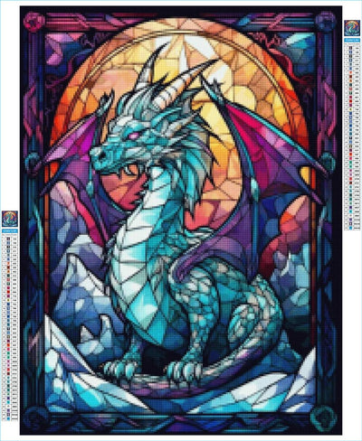 Stained Glass Dragon - AB Diamond Painting Layout