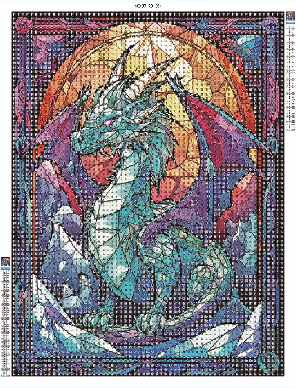 Stained Glass Dragon 60x80 RD - AB Diamond Painting