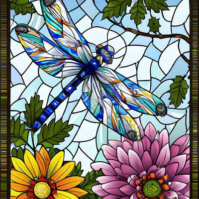 Stained Glass Dragonfly - Diamond Painting