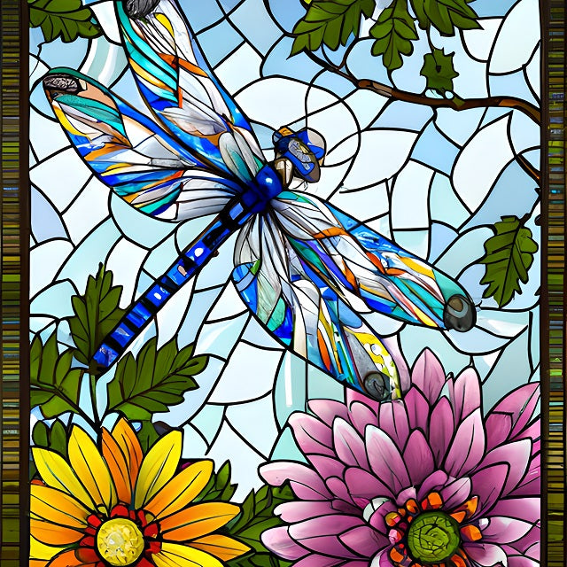 Stained Glass Dragonfly – Diamond Painting