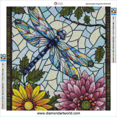 Stained Glass Dragonfly - Diamond Painting Layout