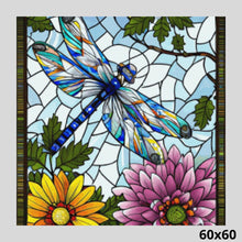 Load image into Gallery viewer, Stained Glass Dragonfly 60x60 - Diamond Painting
