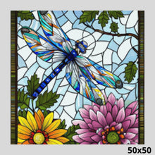 Load image into Gallery viewer, Stained Glass Dragonfly 50x50 - Diamond Painting
