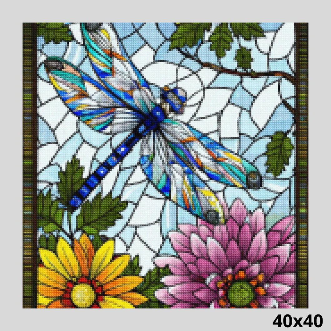 Stained Glass Dragonfly 40x40 - Diamond Painting