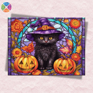 Stained Glass Halloween Cat - Diamond Painting