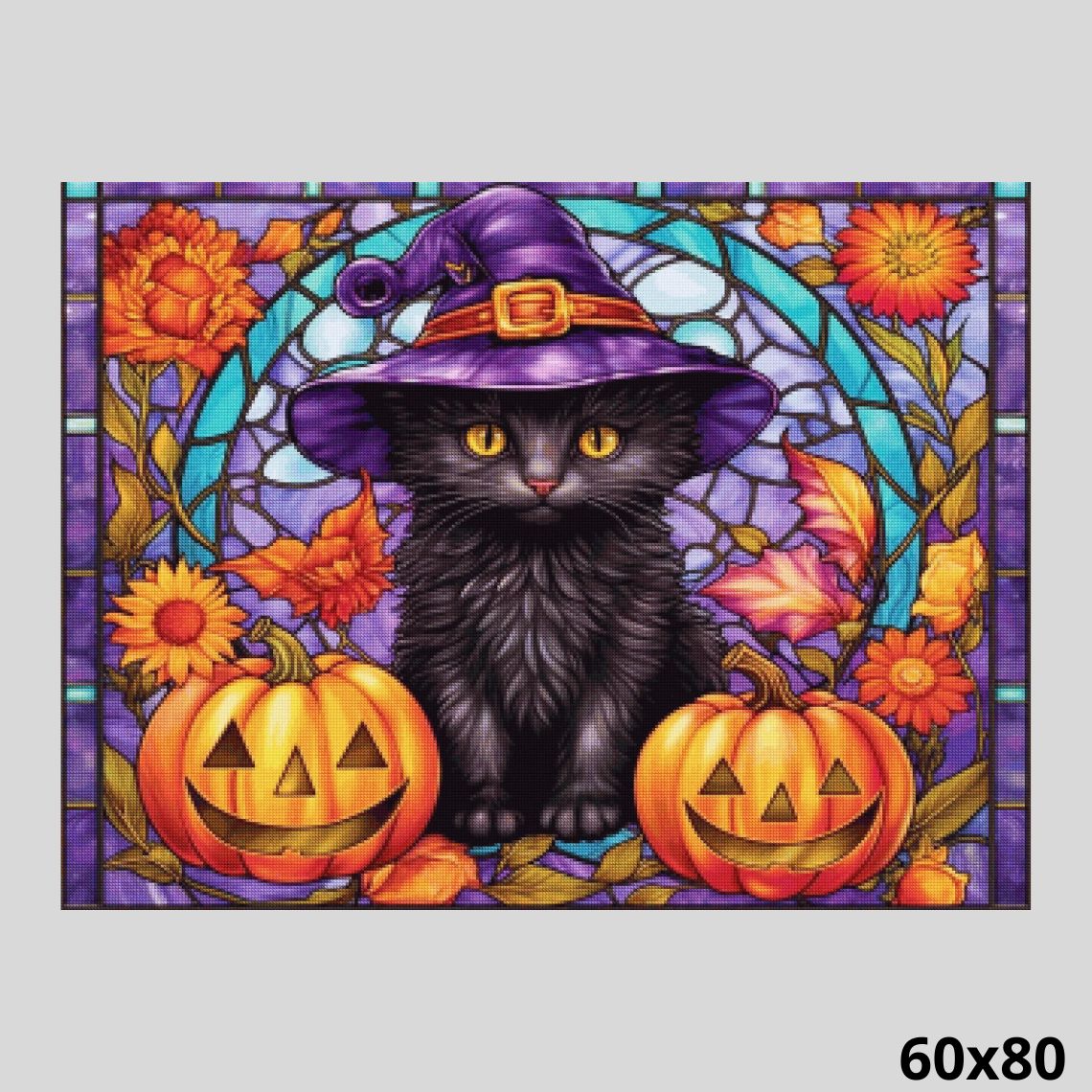 Stained Glass Halloween Cat 60x80 - Diamond Painting