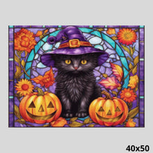 Load image into Gallery viewer, Stained Glass Halloween Cat 40x50 - Diamond Painting

