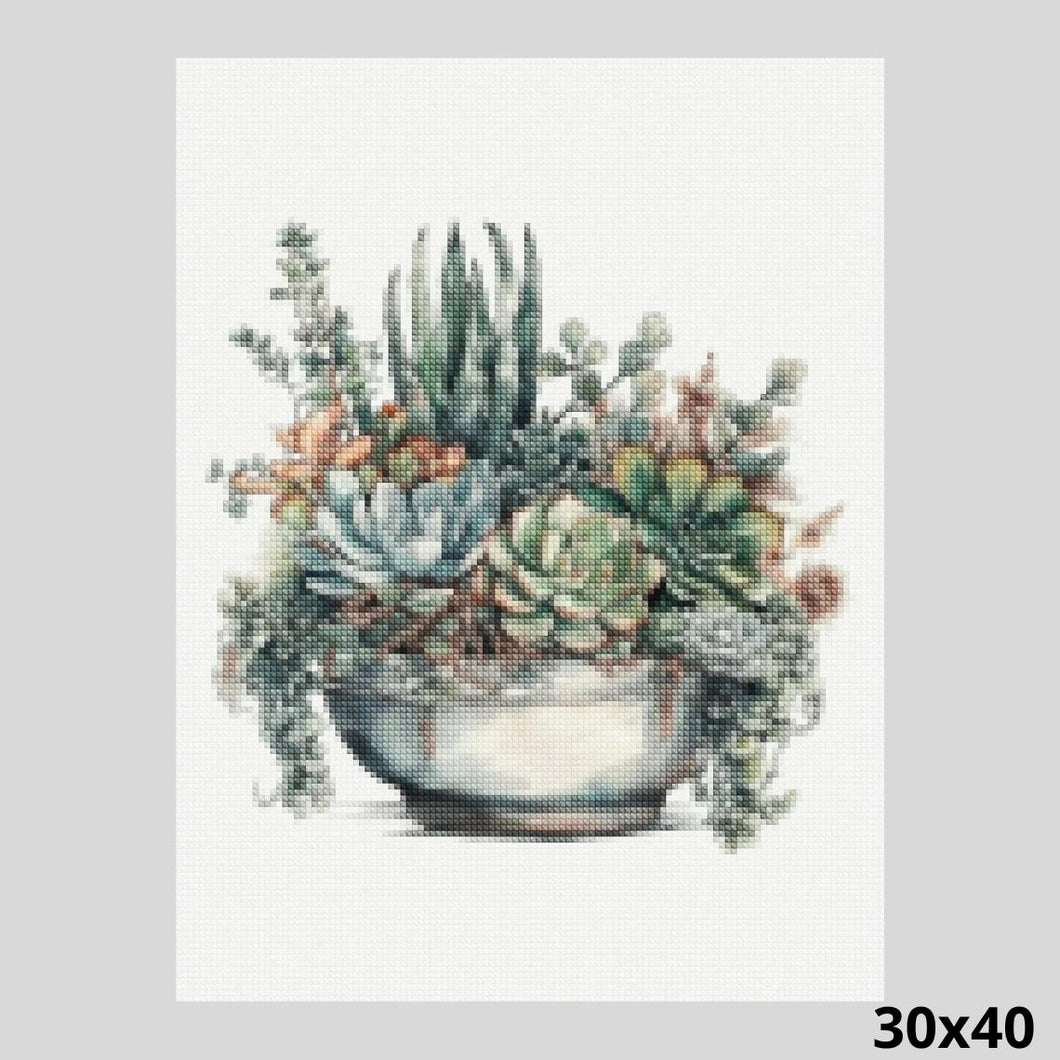 Succulent Plant Pot 30x40 Diamond Art World