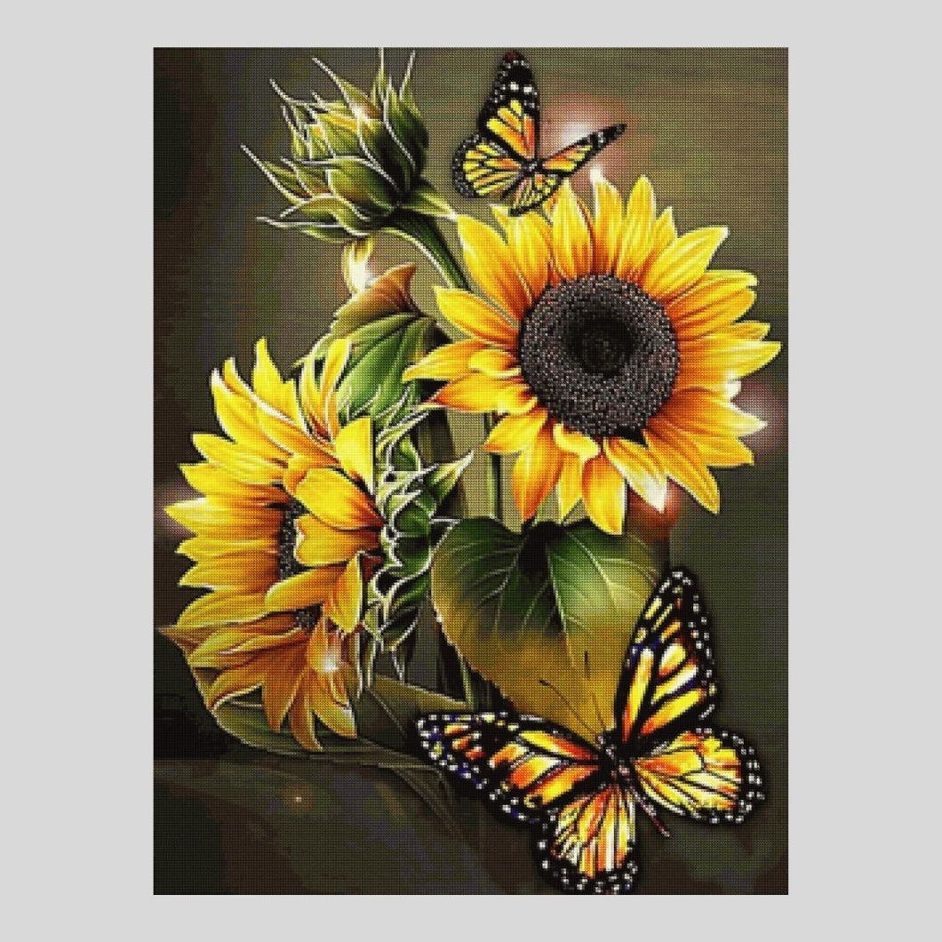 Sunflowers Yellow Butterflies - Diamond Art