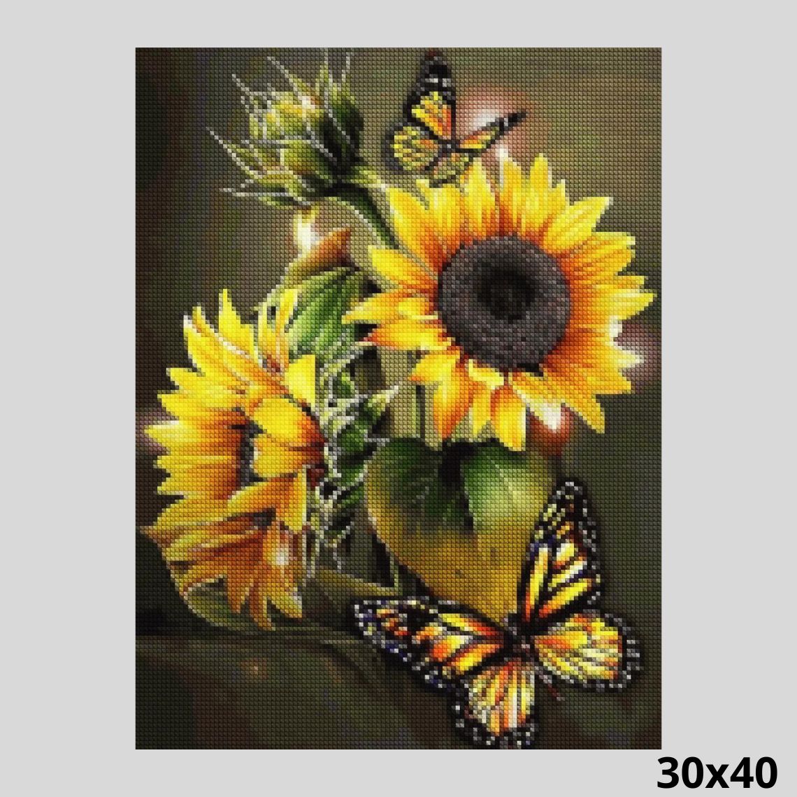 Sunflowers Yellow Butterflies 30x40 - Diamond Art